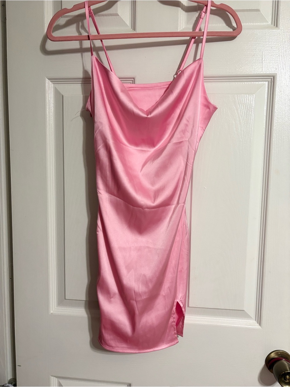 Pink Satin Cowl Neck Slip Dress size small